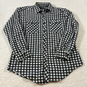 Timber Ridge Flannel Men’s Large  Shirt White Black Plaid pockets on chest